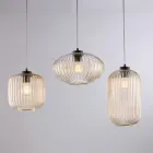 Lampada di Design in Metallo in Vetro Nero 3 Luci per - Tucana Viadurini