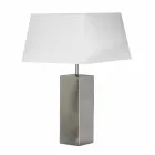 Lampada di design moderno da tavolo in acciaio e paralume bianco Renna Viadurini