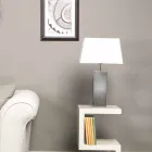 Lampada di design moderno da tavolo in acciaio e paralume bianco Renna Viadurini