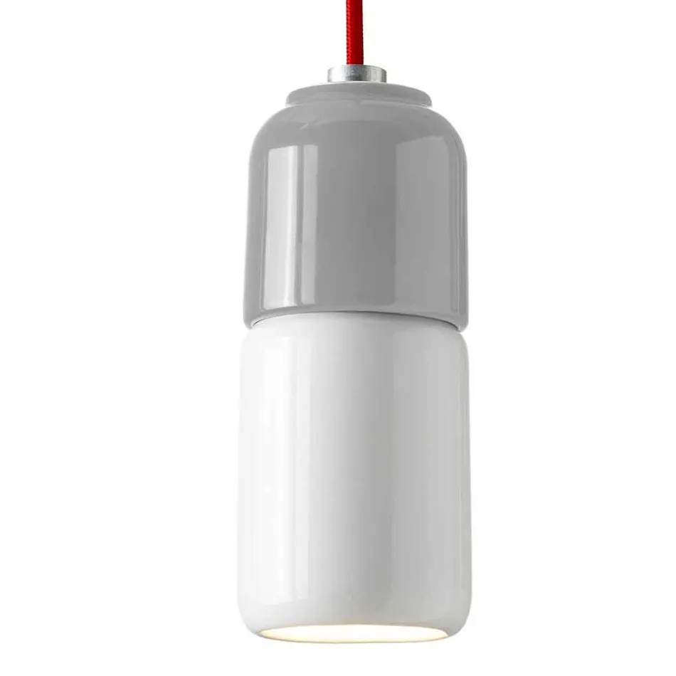 Lampada di design sospesa in ceramica e alluminio made in Italy Asia Viadurini