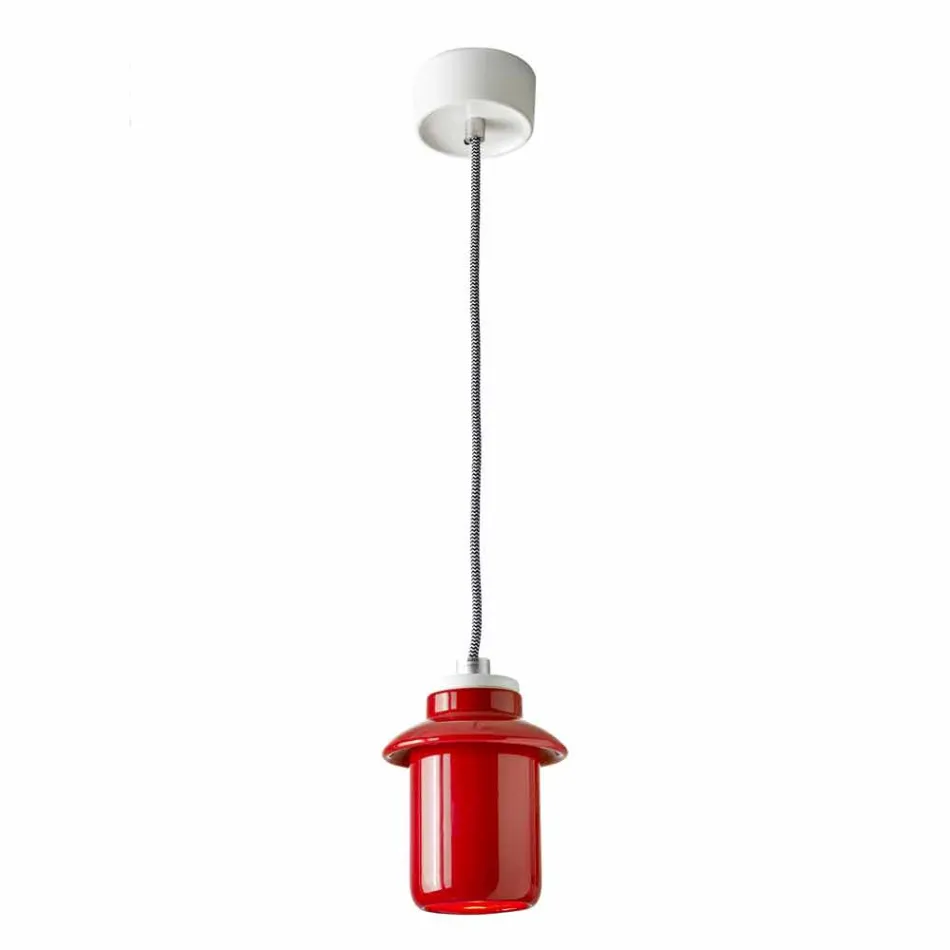 Lampada di design sospesa in ceramica rossa fatta in Italia Asia Viadurini