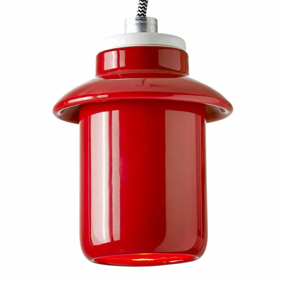Lampada di design sospesa in ceramica rossa fatta in Italia Asia Viadurini
