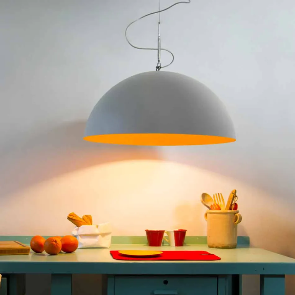 Lampada di design sospesa In-es.artdesign Mezza Luna Cemento vernice Viadurini