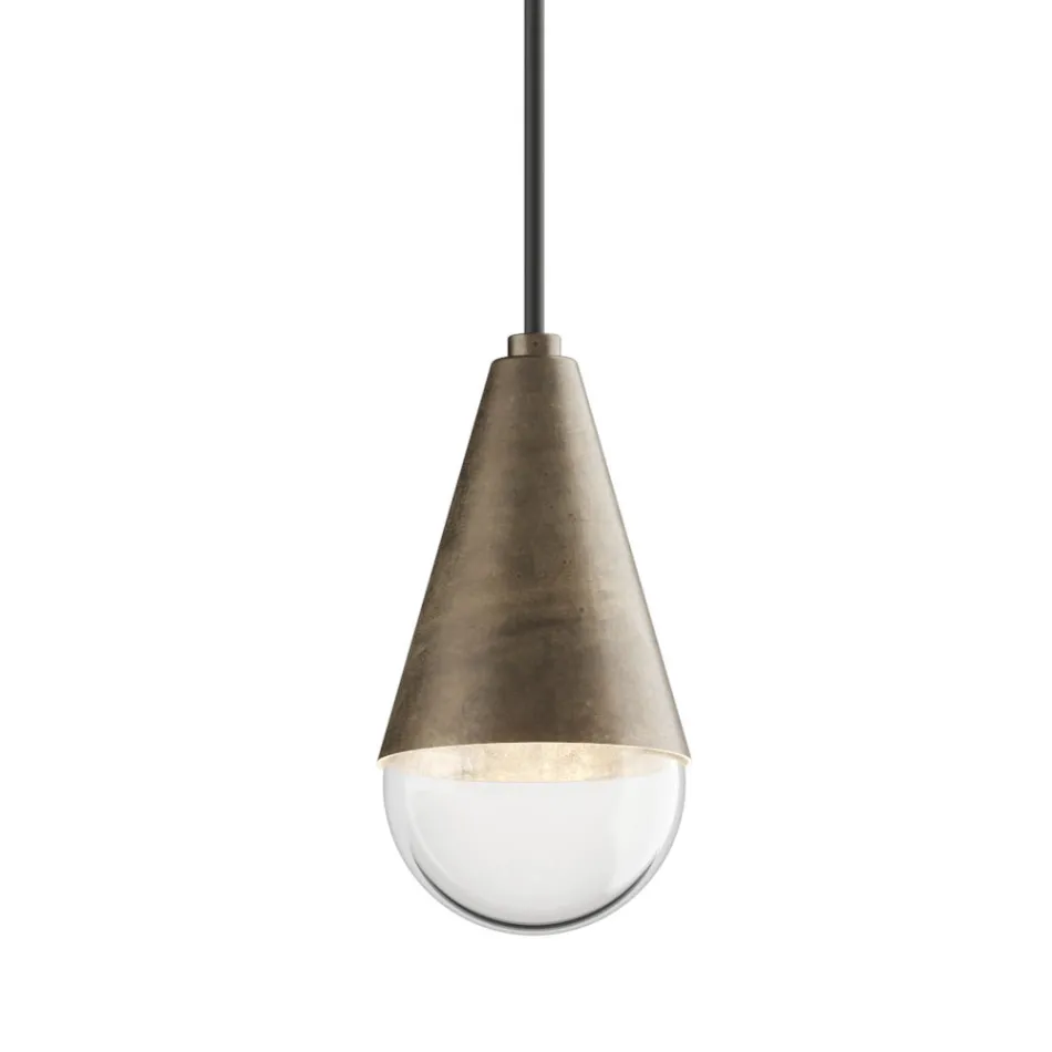 Lampada Doppia a Sospensione in Ferro e Vetro Made in Italy - Nuvoloso Viadurini