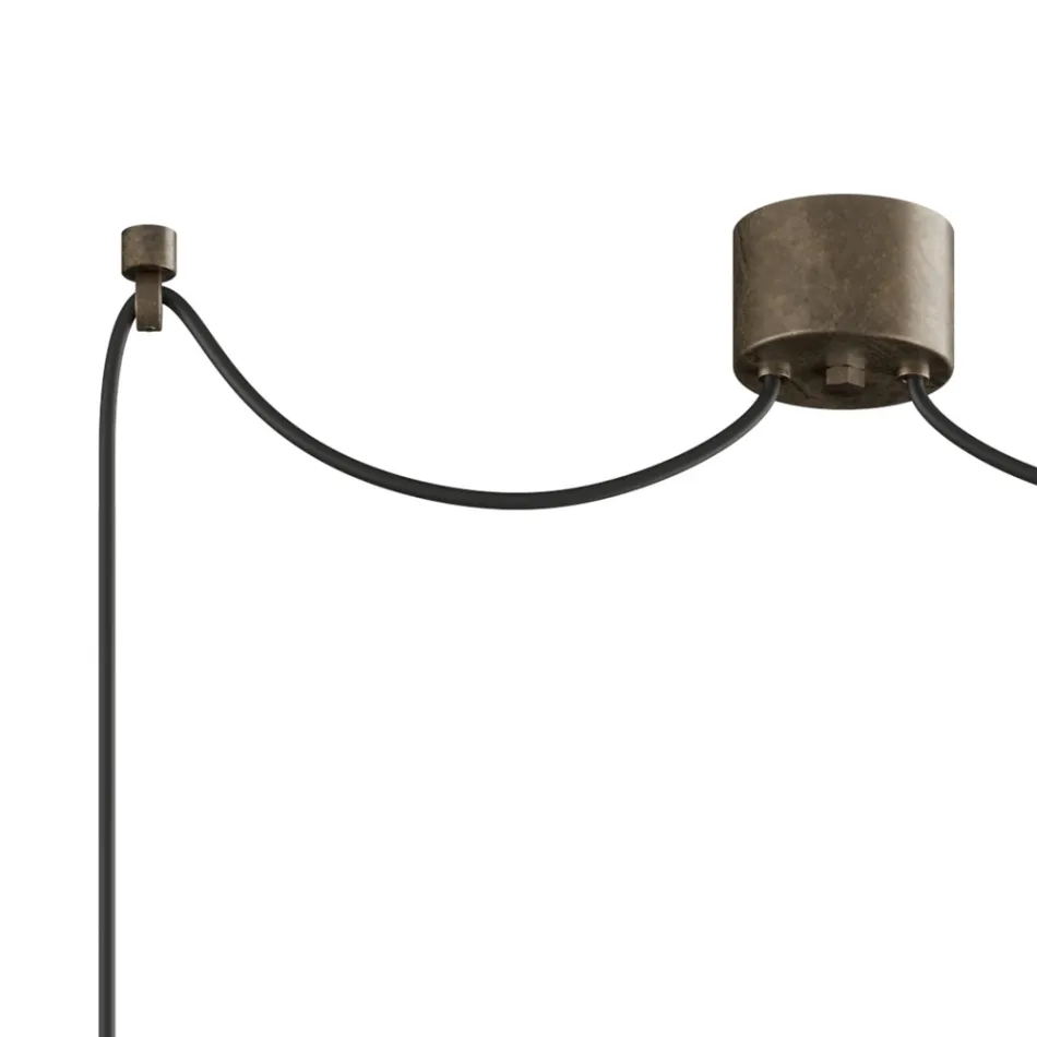 Lampada Doppia a Sospensione in Ferro e Vetro Made in Italy - Nuvoloso Viadurini