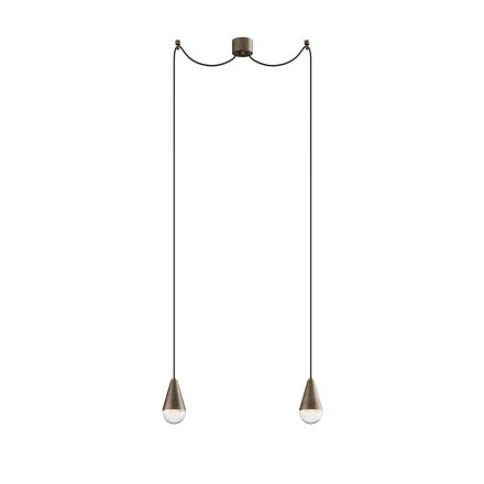 Lampada Doppia a Sospensione in Ferro e Vetro Made in Italy - Nuvoloso Viadurini