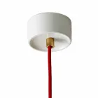 Lampada in legno di faggio e ceramica sospesa fatta in Italia Asia Viadurini