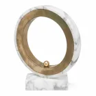 Lampada in Marmo Bianco Carrara e Ottone Made in Italy 2 Dimensioni - Nazife Viadurini