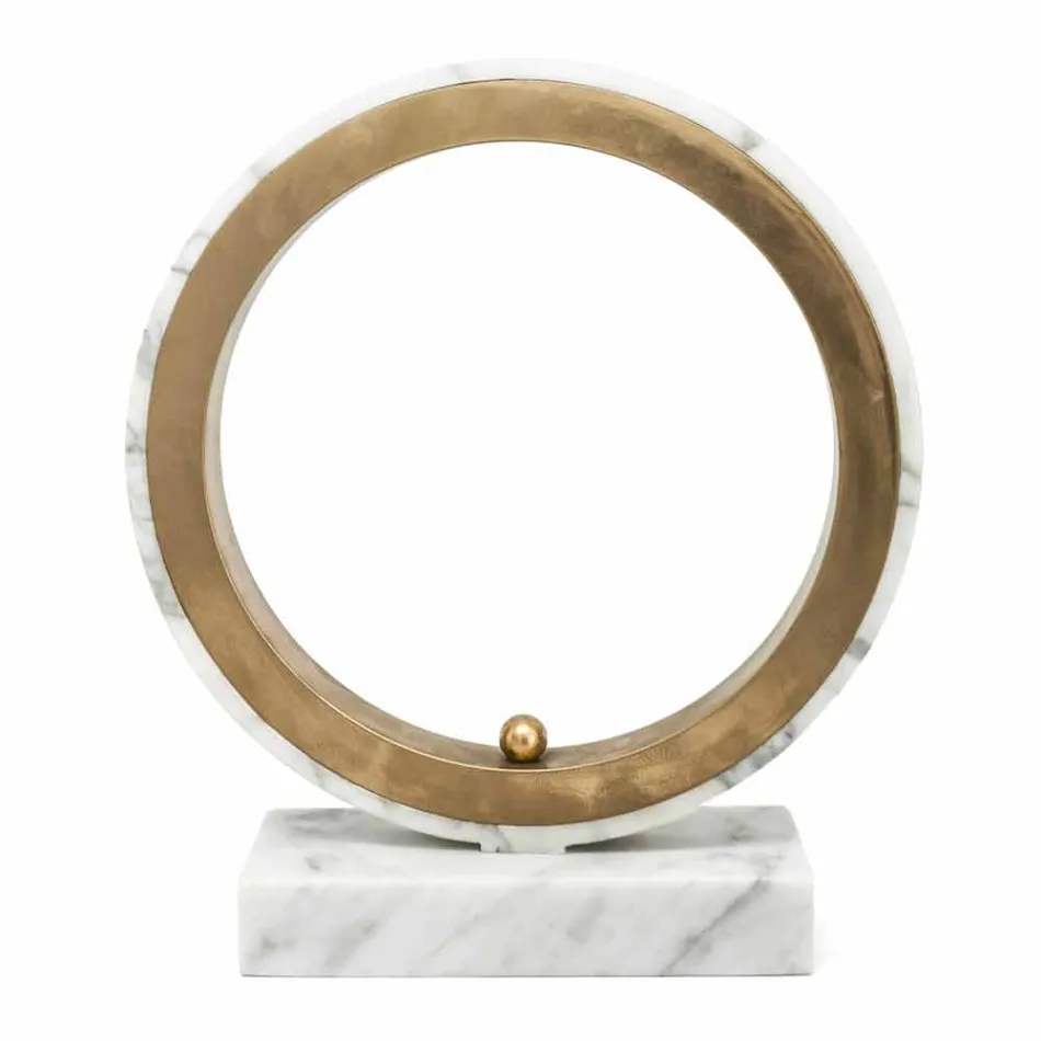 Lampada in Marmo Bianco Carrara e Ottone Made in Italy 2 Dimensioni - Nazife Viadurini