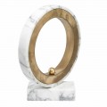 Lampada da Tavolo in Marmo Bianco Carrara e Ottone Made in Italy Lusso - Nazife
