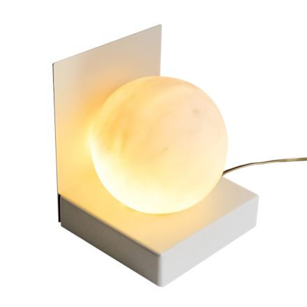 Lampada in Metallo con Sfera Bianca in Marmo Satinato Made in Italy - Issei Viadurini