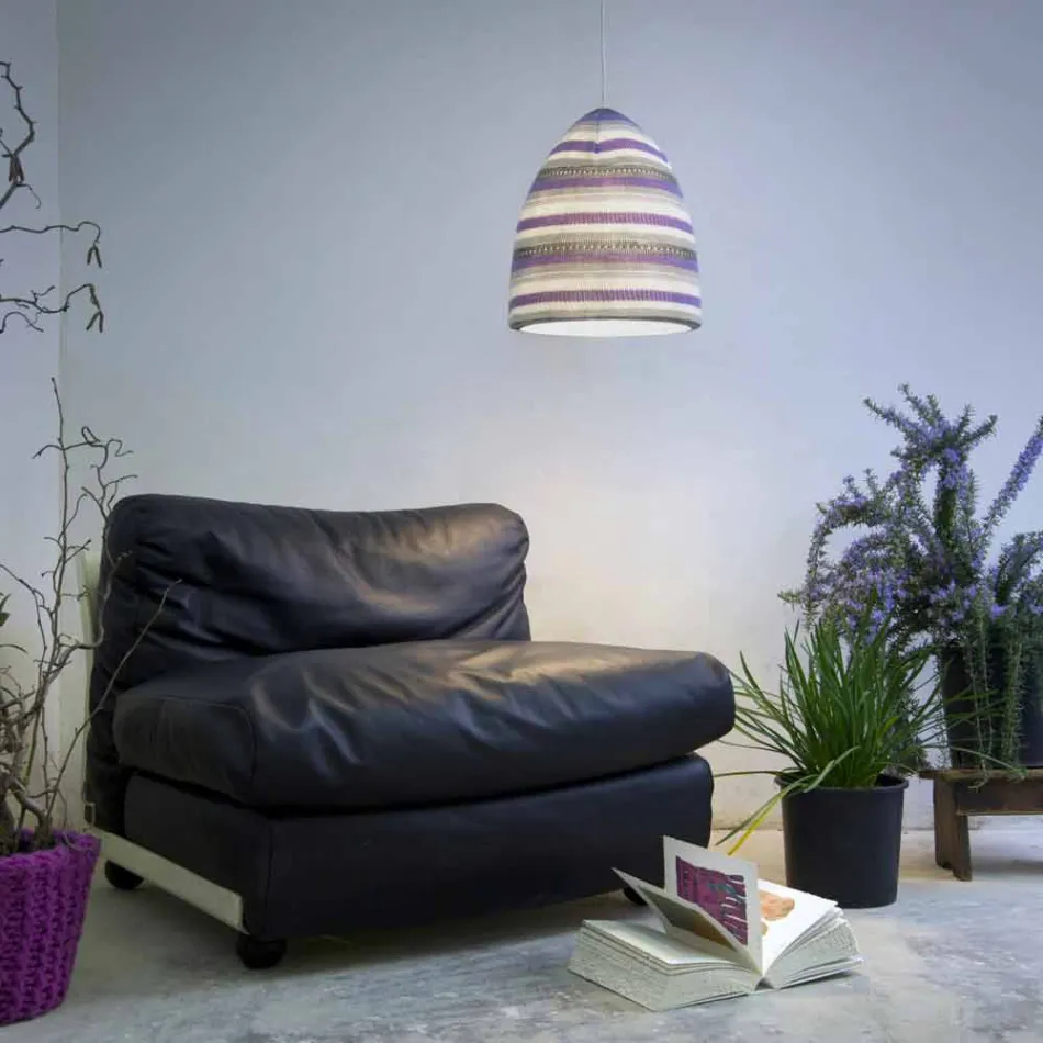 Lampada in nebulite e lana a sospensione In.es.artdesign Flower Stripe Viadurini