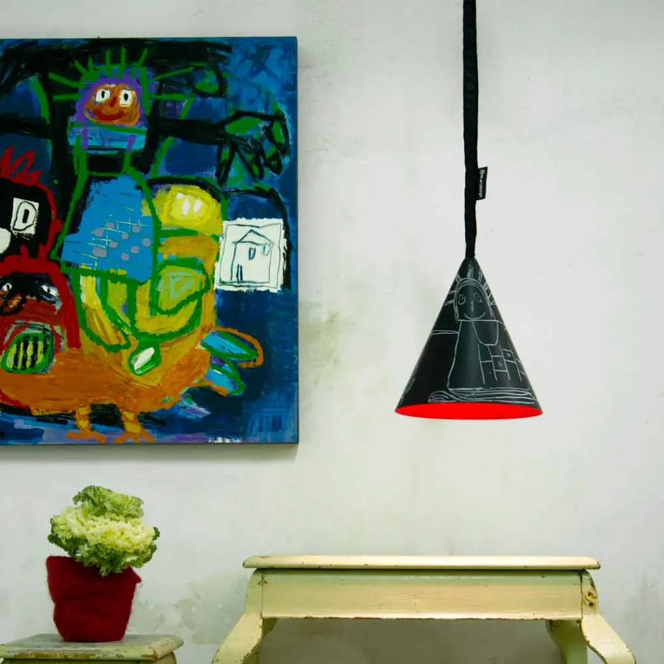 Lampada in resina a sospensione In-es.artdesign Jazz Lavagna moderna Viadurini