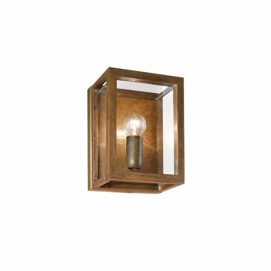 Lampada industriale da parete in ottone e vetro Quadro Il Fanale Viadurini