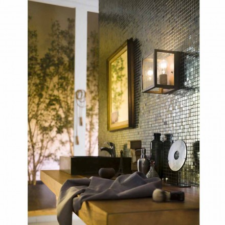 Lampada industriale da parete in ottone e vetro Quadro Il Fanale Viadurini