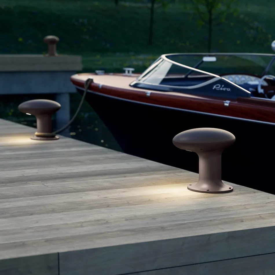 Lampada Led da Giardino in Ghisa Grigio o Marrone di Design - Bitta by Il Fanale Viadurini