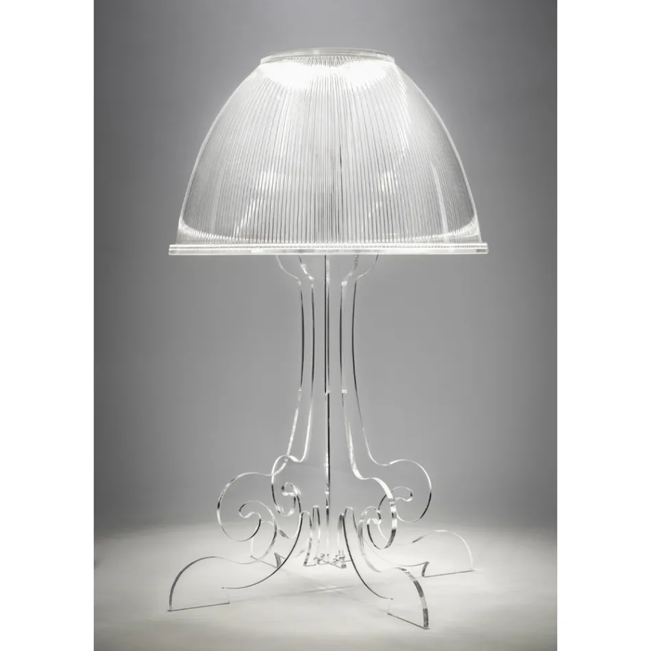 Lampada Led da Tavolo in Plexiglass Trasparente Made in Italy - Odette Viadurini