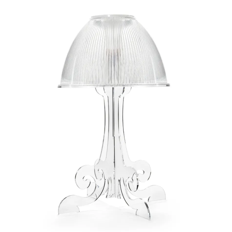 Lampada Led da Tavolo in Plexiglass Trasparente Made in Italy - Odette Viadurini