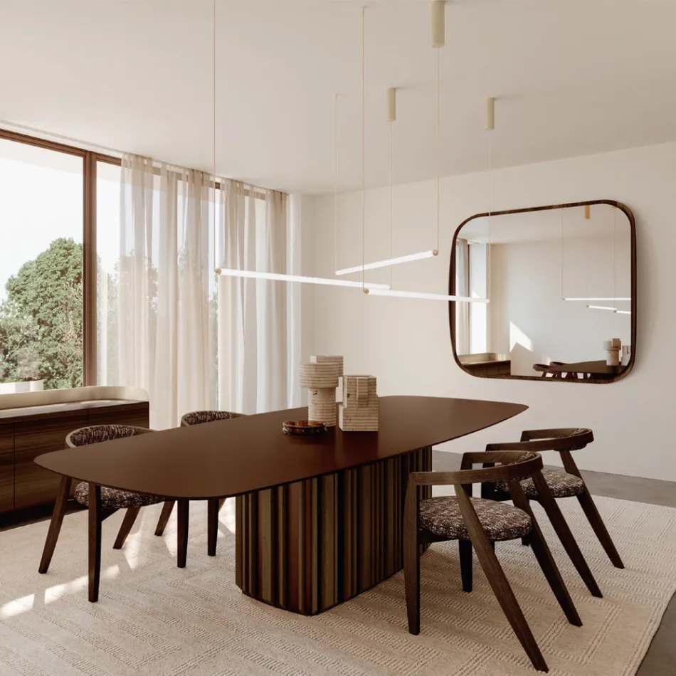 Lampada Led Moderna in Vetro Rigato dal Design Esclusivo Made in Italy - Lys Viadurini