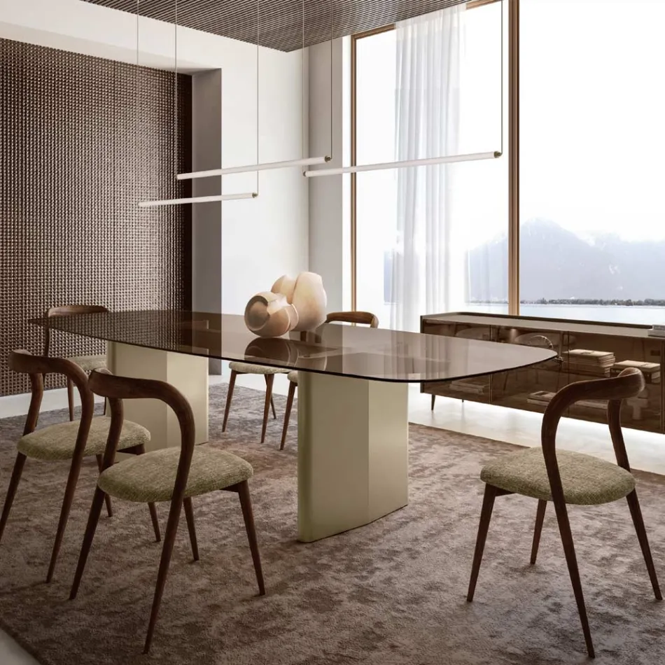Lampada Led Moderna in Vetro Rigato dal Design Esclusivo Made in Italy - Lys Viadurini