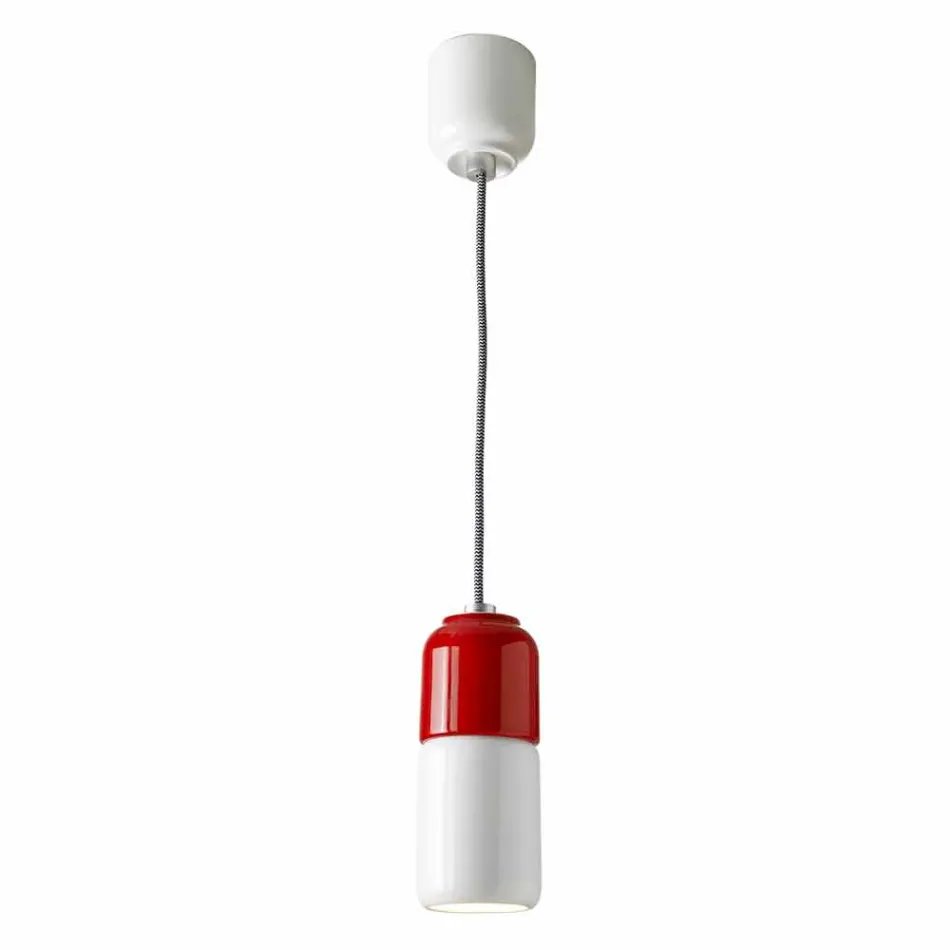 Lampada moderna a sospensione in ceramica bicolore made in Italy Asia Viadurini