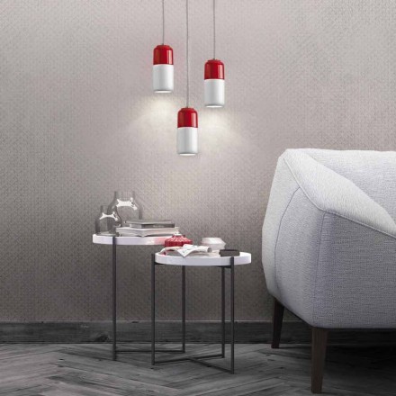 Lampada moderna a sospensione in ceramica bicolore made in Italy Asia Viadurini