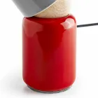 Lampada moderna da tavolo ceramica e legno di faggio made Italy Asia Viadurini