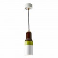 Lampada moderna sospesa in ottone e ceramica fatta in Italia Asia