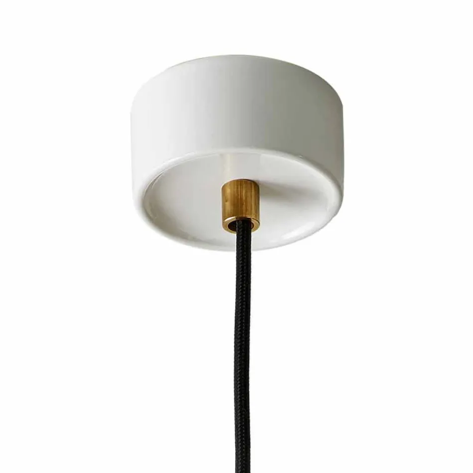 Lampada moderna sospesa in ottone e ceramica fatta in Italia Asia Viadurini