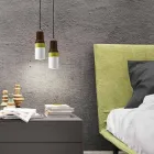 Lampada moderna sospesa in ottone e ceramica fatta in Italia Asia Viadurini
