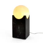 Lampada Rettangolare con Sfera Bianca e Base in Marmo Made in Italy - Koshi Viadurini