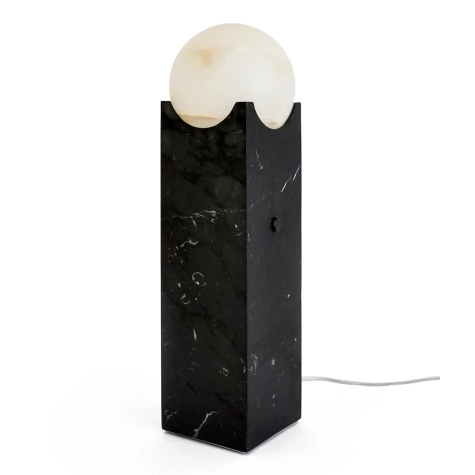 Lampada Rettangolare con Sfera Bianca e Base in Marmo Made in Italy - Koshi Viadurini