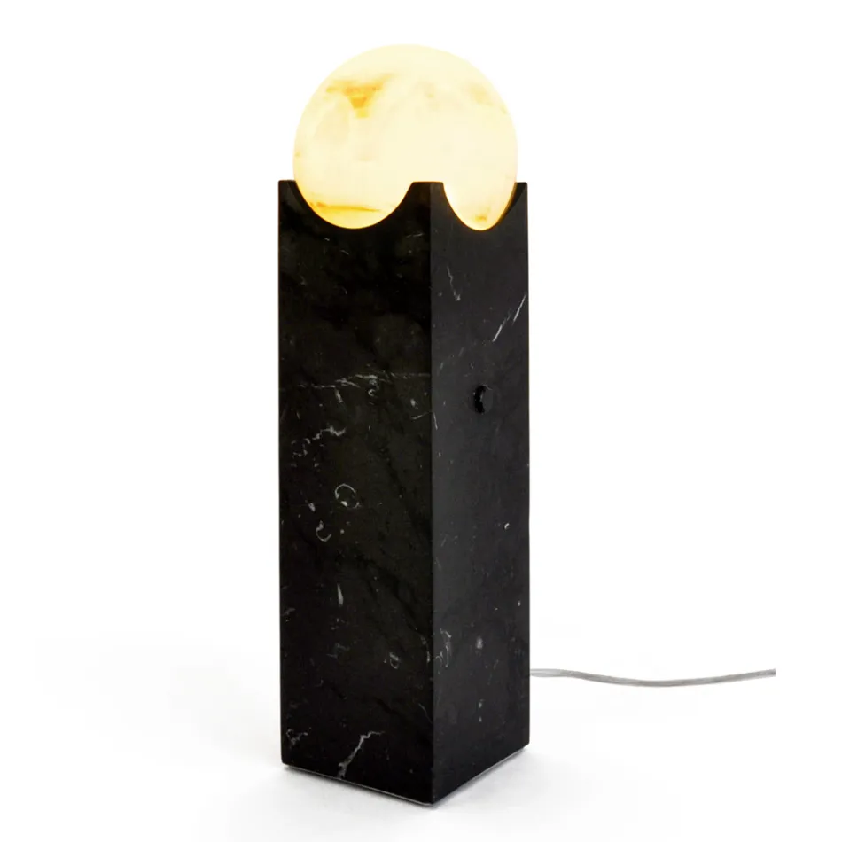 Lampada Rettangolare con Sfera Bianca e Base in Marmo Made in Italy - Koshi Viadurini
