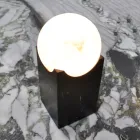 Lampada Rettangolare con Sfera Bianca e Base in Marmo Made in Italy - Koshi Viadurini