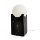 Lampada Rettangolare con Sfera Bianca e Base in Marmo Made in Italy - Koshi Viadurini