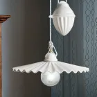 Lampada Saliscendi a Sospensione in Ceramica Plissettata Lucida - Laquila Viadurini
