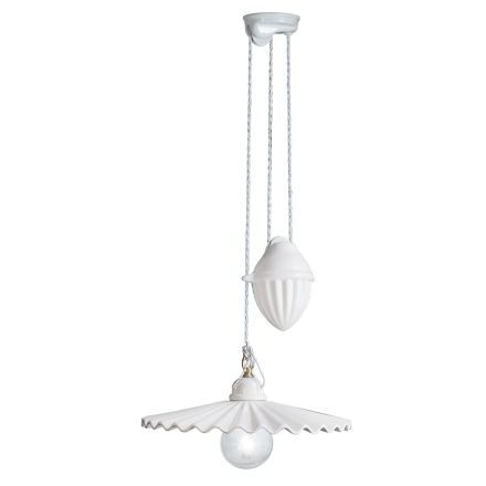 Lampada Saliscendi a Sospensione in Ceramica Plissettata Lucida - Laquila Viadurini