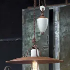 Lampada saliscendi artigianale in ceramica e metallo Kristen Ferroluce Viadurini