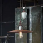 Lampada saliscendi artigianale in ceramica e metallo Kristen Ferroluce Viadurini