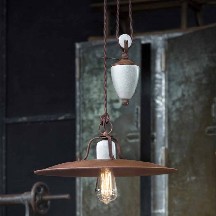 Lampada saliscendi artigianale in ceramica e metallo Kristen Ferroluce Viadurini