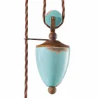 Lampada saliscendi country in metallo e ceramica Evelyn artigianale Viadurini