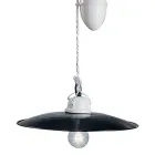 Lampada Saliscendi Sospesa in Ceramica Bianca e Metallo Nero - Potenza Viadurini