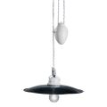 Lampada Saliscendi Sospesa in Ceramica Bianca e Metallo Nero - Potenza
