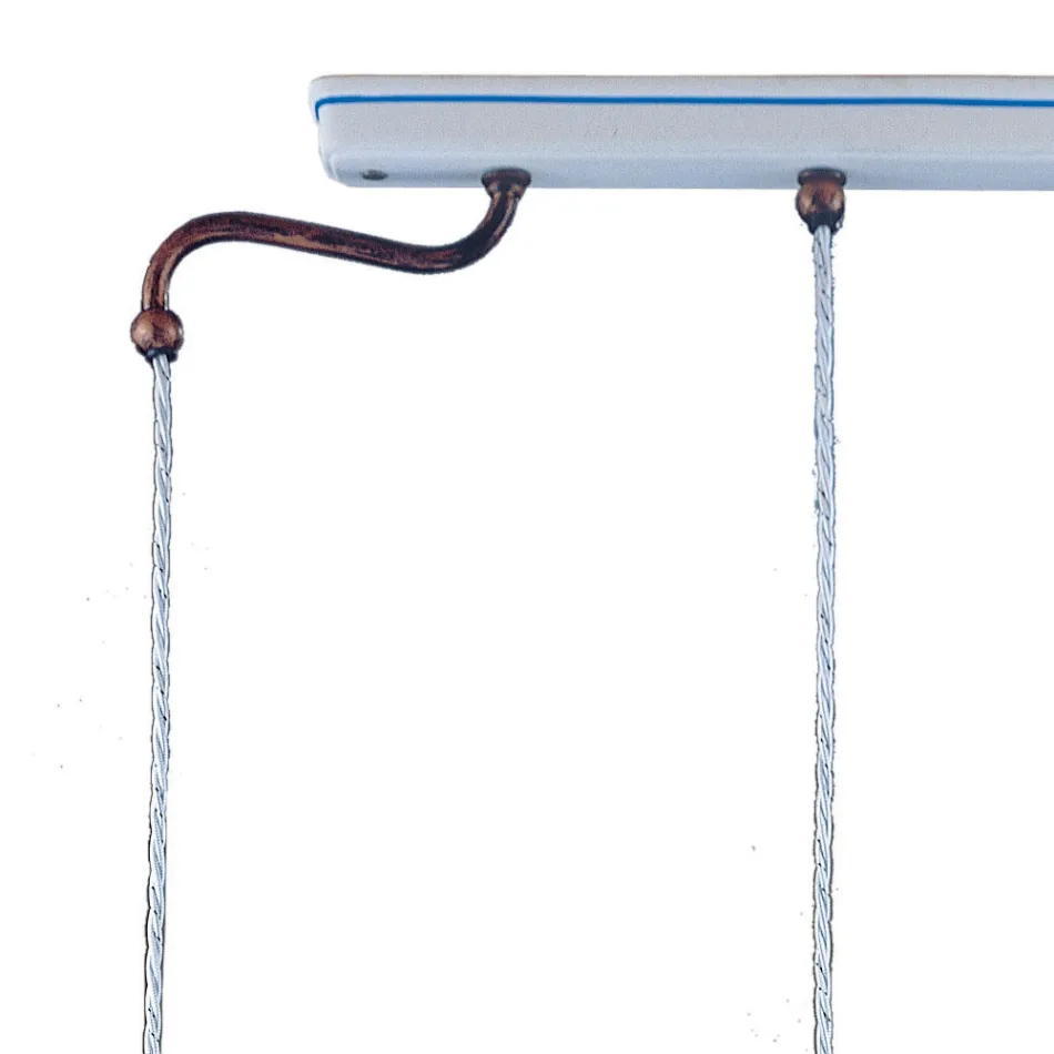 Lampada Sospensione a 3 Luci Vintage in Ferro, Vetro e Ceramica - Ferrara Viadurini