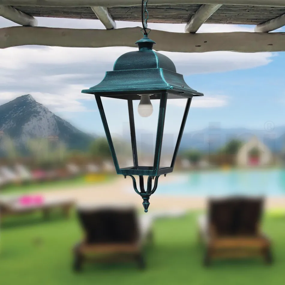 Lampada Sospensione da Esterno in Alluminio e Vetro Made in Italy - Bonaria Viadurini
