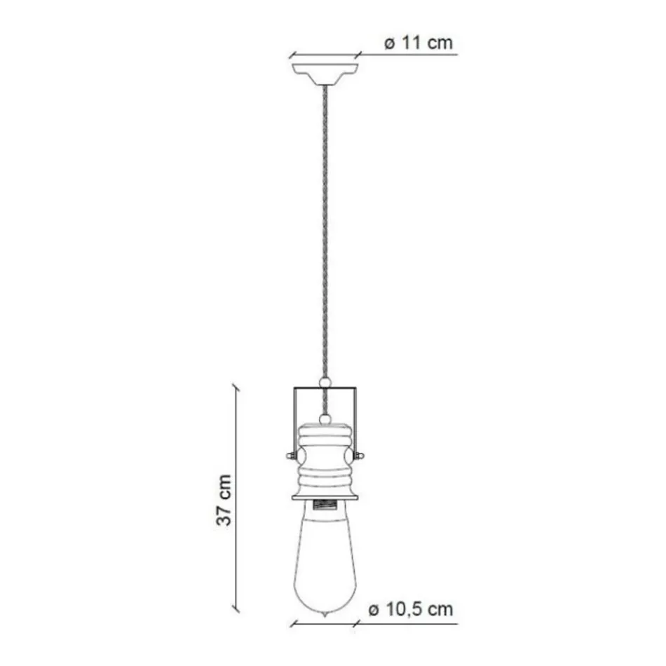 Lampada Sospensione Design Industriale in Ferro, Vetro e Ceramica - Urban Viadurini