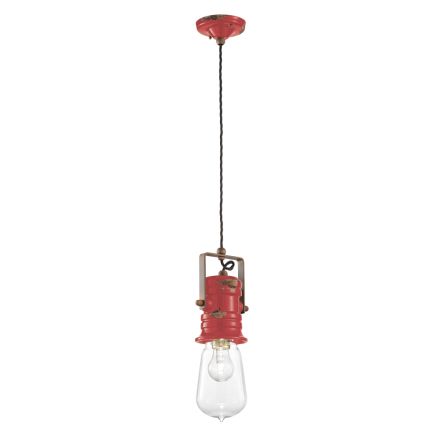 Lampada Sospensione Design Industriale in Ferro, Vetro e Ceramica - Urban Viadurini