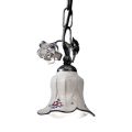 Lampada Sospensione in Metallo e Ceramica Decorata a Mano con Rosa - Pisa