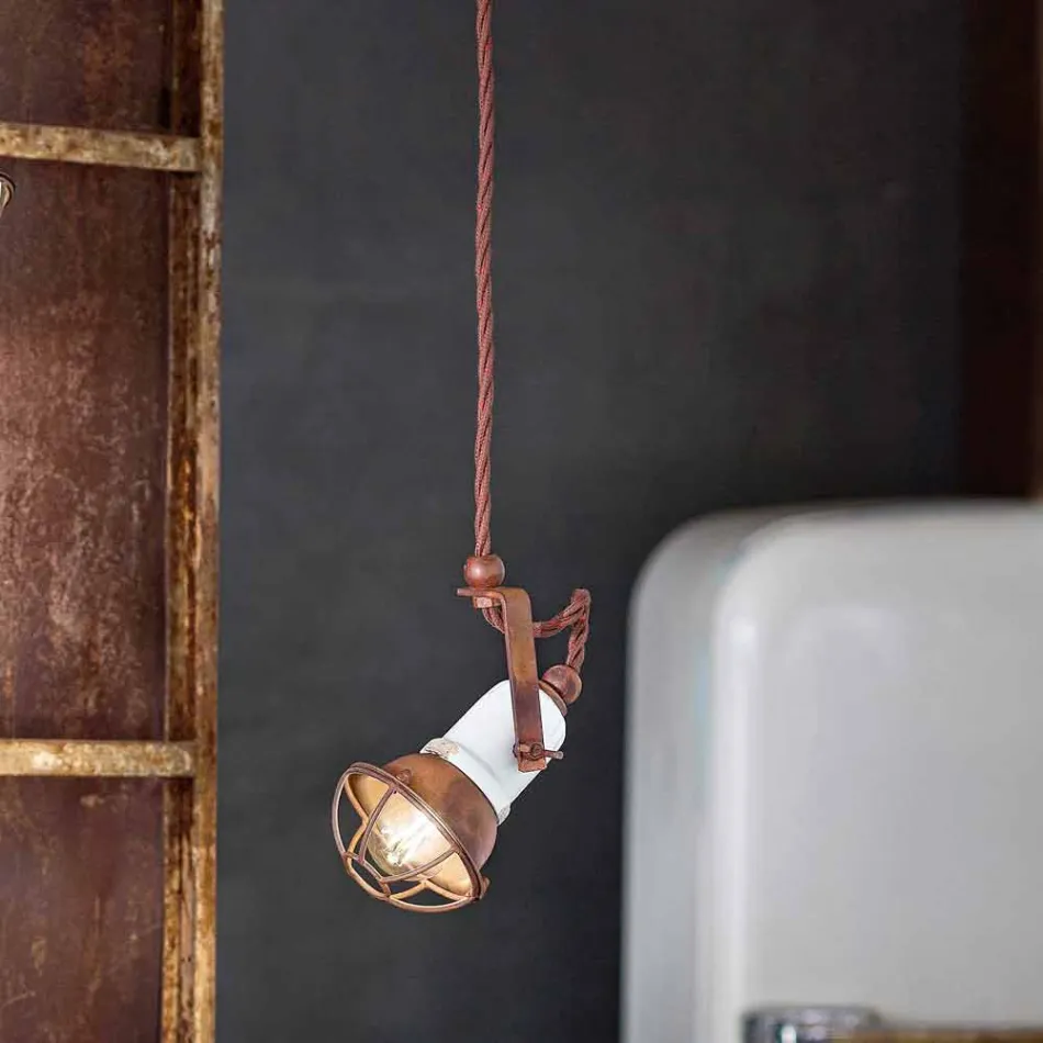 Lampada sospensione orientabile in ceramica e metallo Alayna Ferroluce Viadurini
