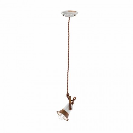 Lampada sospensione orientabile in ceramica e metallo Alayna Ferroluce Viadurini
